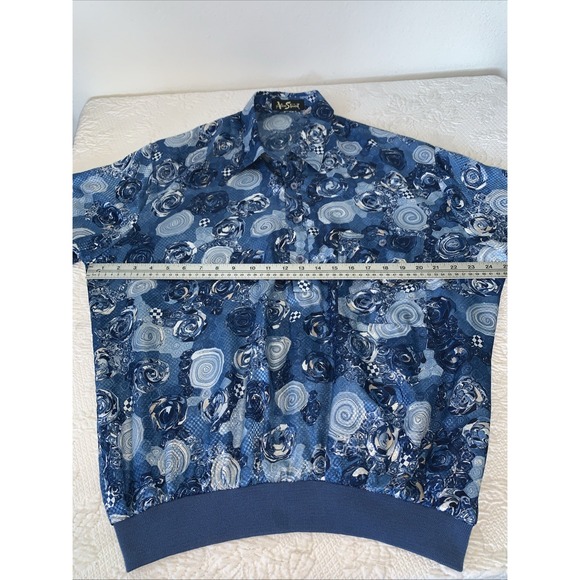 Alan Stuart Shirt Mens XL Banded Waist 70s 80s Retro Geometric USA Vintage Disco - Picture 6 of 8